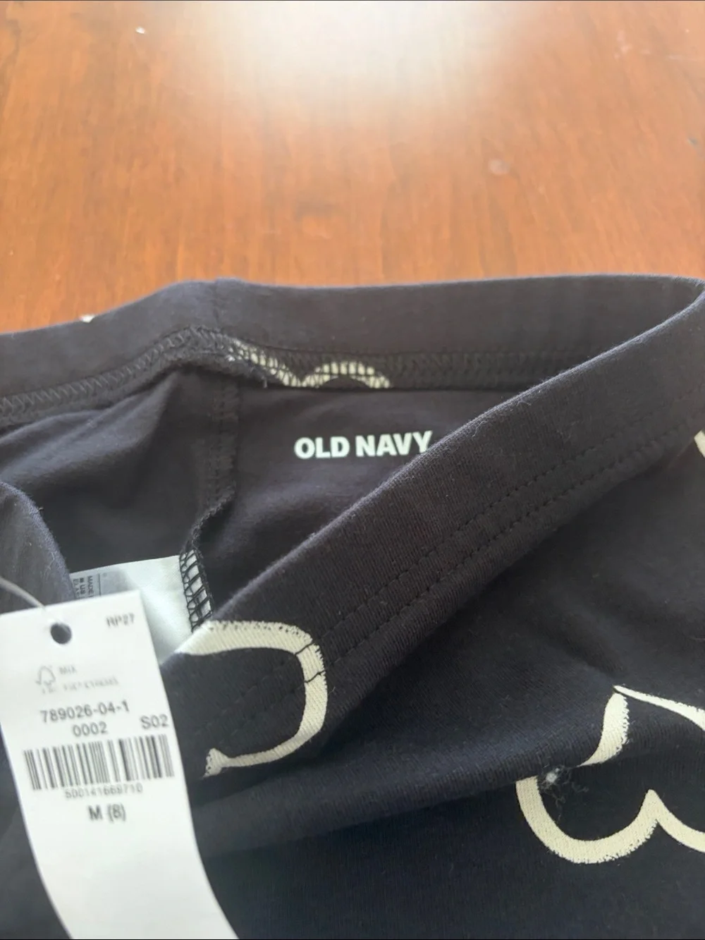 Old Navy Black Leggings with White Heart Print